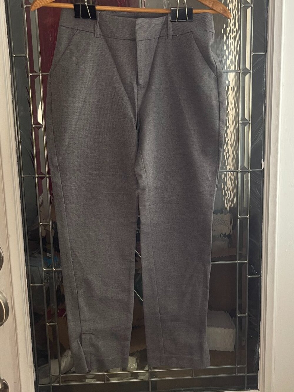 A New Day Womens Cropped Trouser Pants Gry Stretch Elastizado Skinny Ankle Sz 2